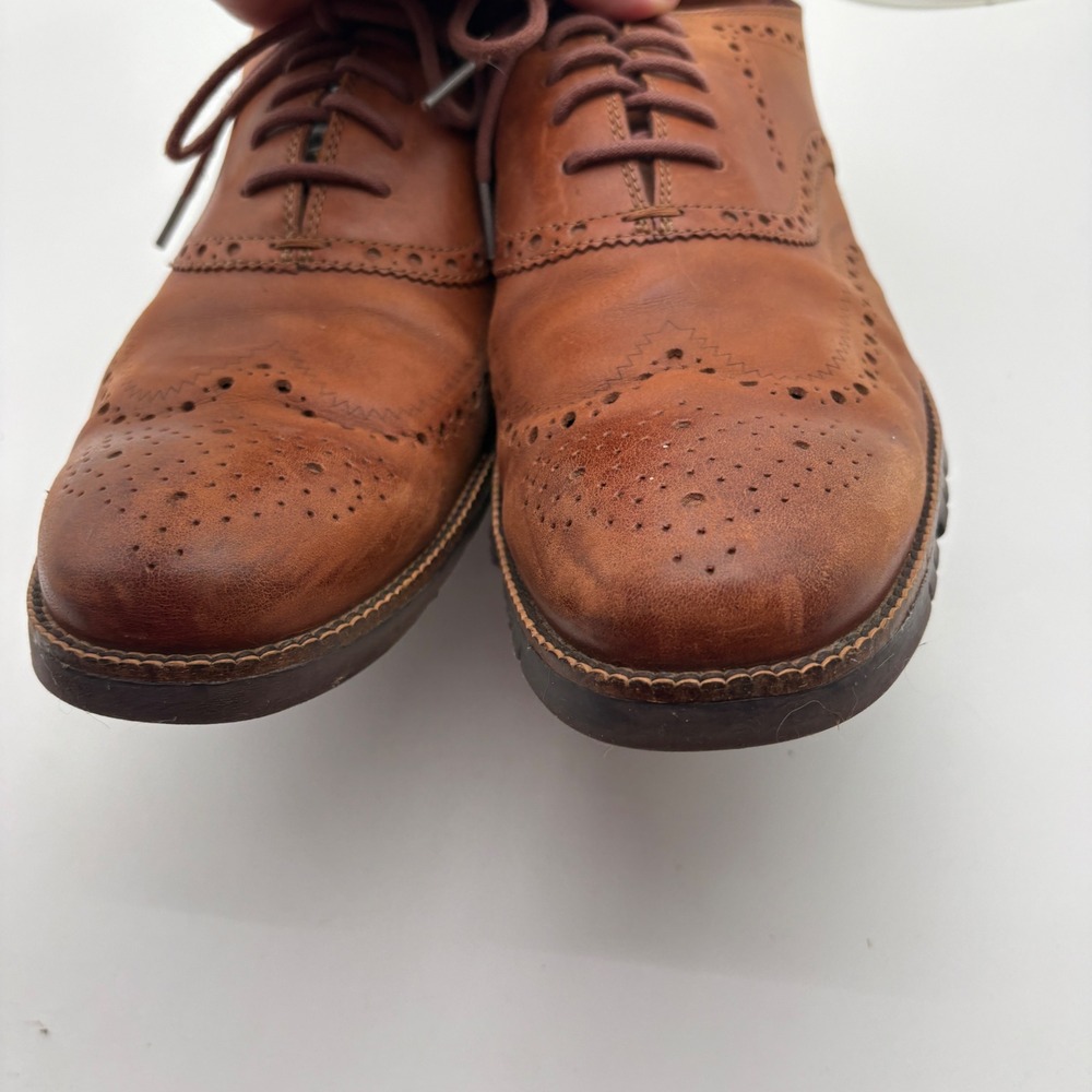 Cole Haan Zerogrand Wingtip Oxford Mens 13M British Tan Leather Shoes C29411 - Picture 7 of 11